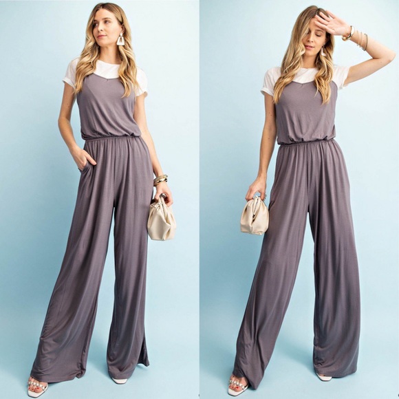 ⭐️Clearance⭐️Kori Charcoal Criss-Cross Jumpsuit - Picture 2 of 3